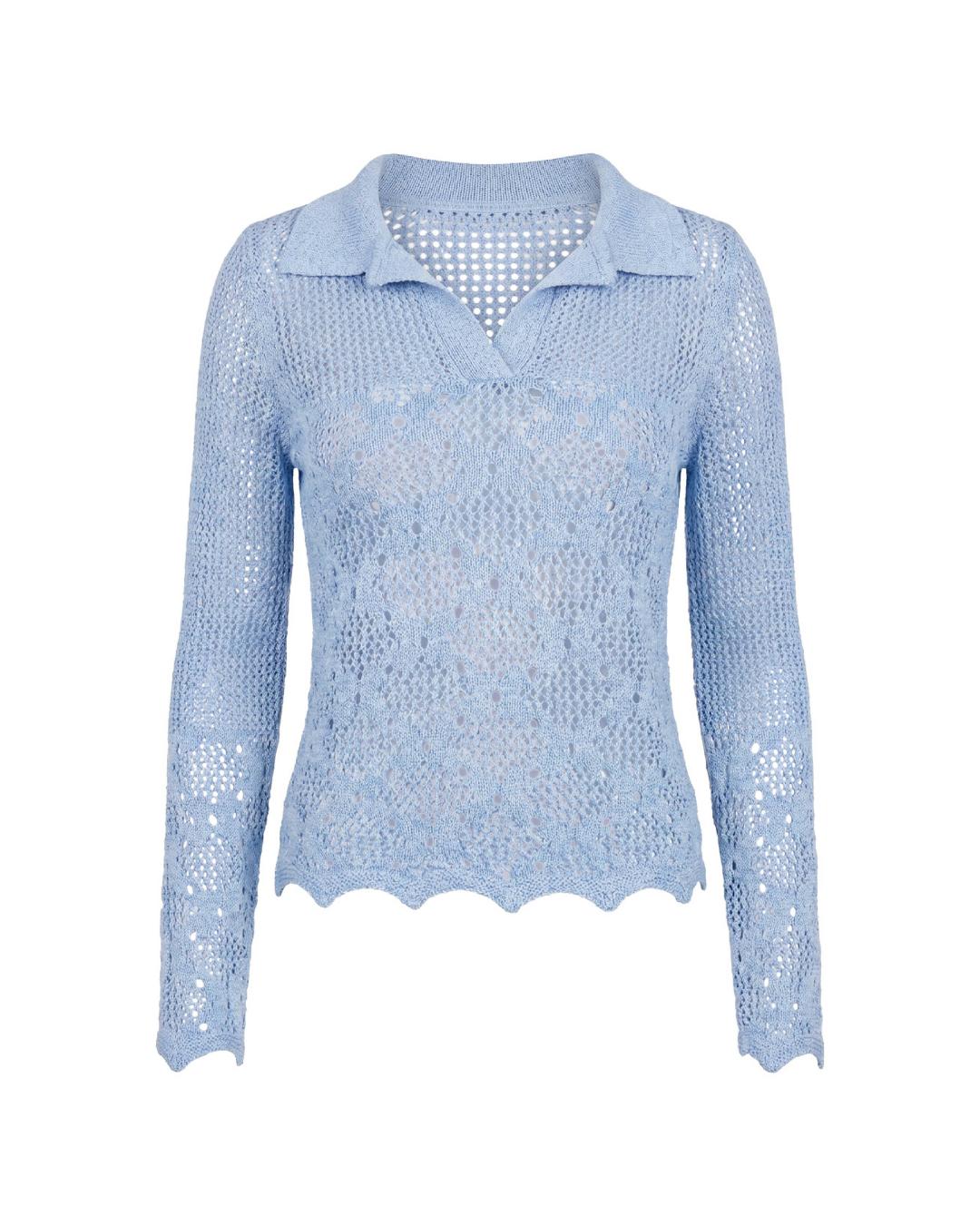 Flower crochet patterns long sleeve polo top